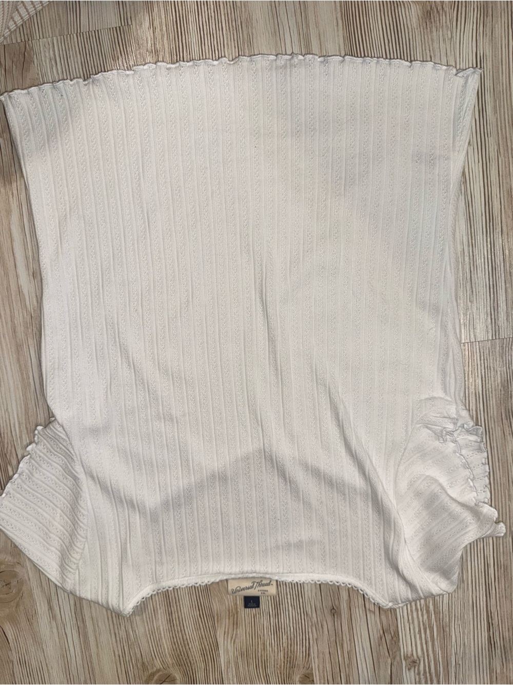 Universal Thread White Short-Sleeve Ribbed Tee - Picture 3 of 3